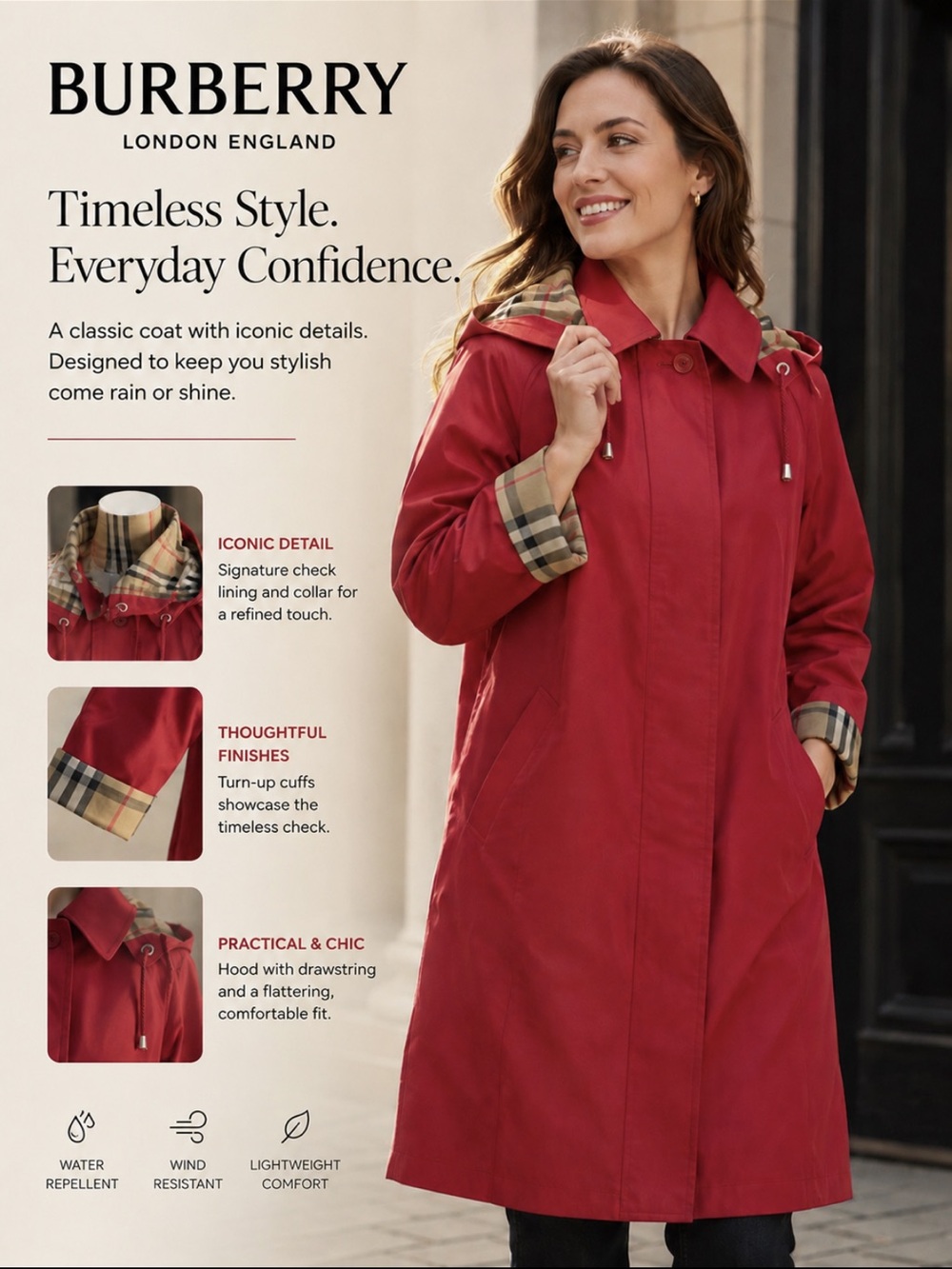Burberry Red Button Detail Jacket